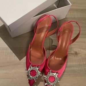 Pink high heels with rhinestone decor